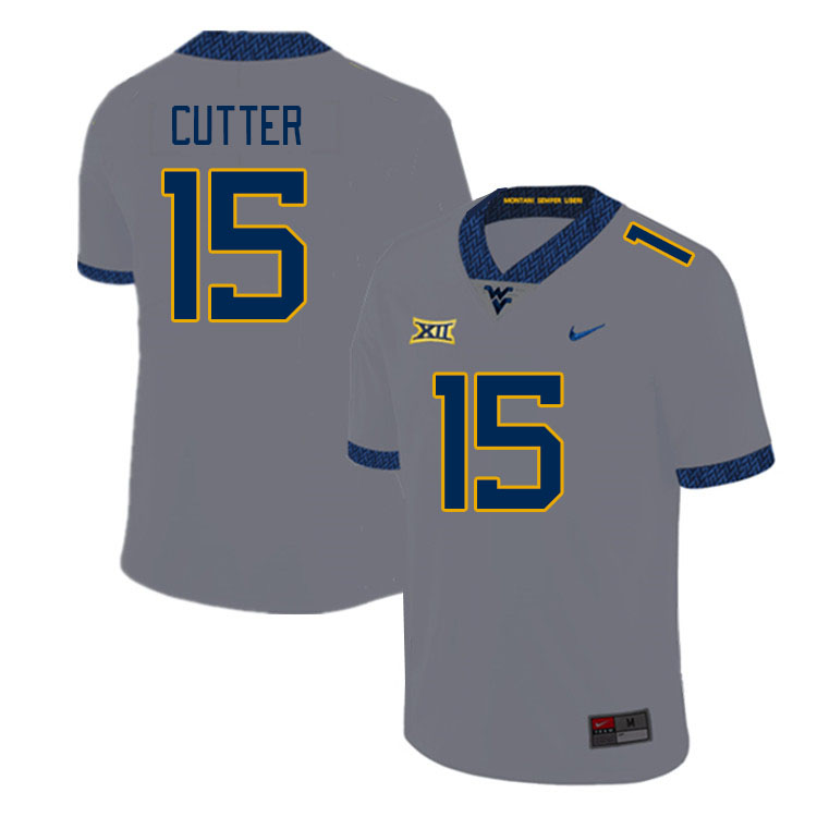Men #15 Ben Cutter West Virginia Mountaineers College Football Jerseys Stitched Sale-Gray